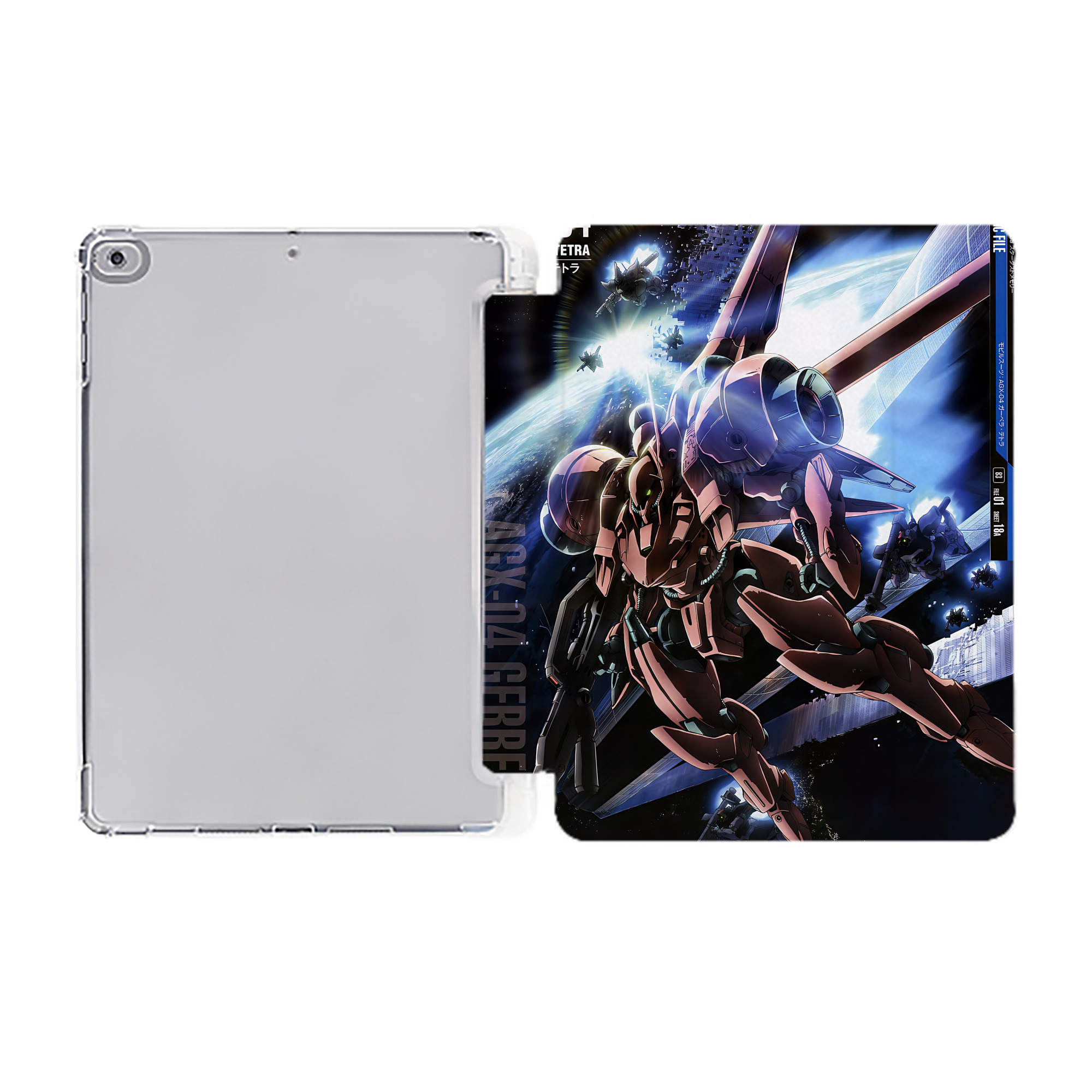 （画像用） 機動戦士ガンダム Mobile Suit Gundam IPad ケース ペン収納付き 三つ折りスタンド PUレザー×シリコン 対応機種9.5/10.5/10.9インチ